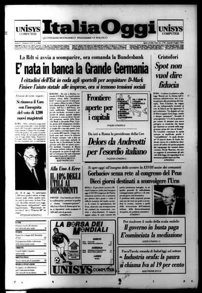 Italia oggi : quotidiano di economia finanza e politica